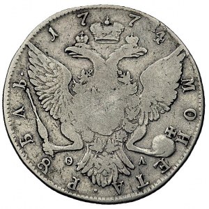 rubel 1774, Petersburg, Aw: Popiersie, napis wokoło, Rw...