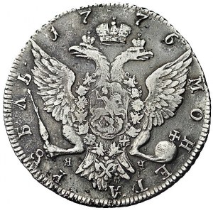 rubel 1776, Petersburg, Aw: Popiersie, napis wokoło, Rw...