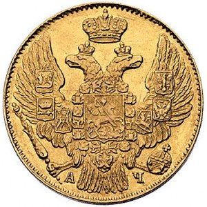 5 rubli 1843, Petersburg, Bitkin 22, Fr. 138, złoto, 6....
