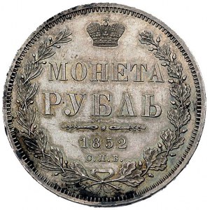 rubel 1852, Petersburg, odmiana z literami, Bitkin 163,...