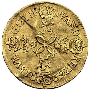 dukat 1669, Sztokholm, Ahlström 13 -R-, Fr. 42, złoto, ...