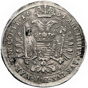 talar 1691, Krzemnica, Aw: Popiersie, napis w otoku, Rw...