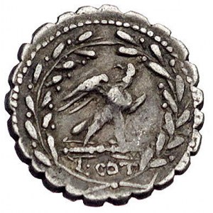 Lucius Aurelius Cotta około 105 pne, denar serratus, Aw...