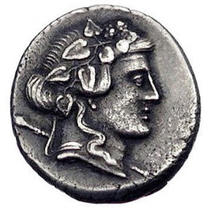 L. Cassius Longinus około 78 pne, denar, Aw: Głowa Libe...