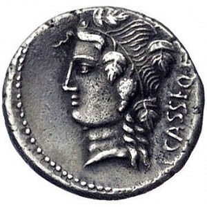 L. Cassius Longinus około 78 pne, denar, Aw: Głowa Libe...