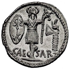 Juliusz Cezar 47-44 pne, denar, Aw: Głowa Pietas lub Ve...