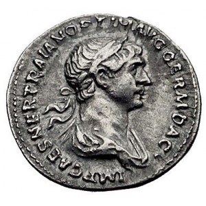 Trajan 98-117, denar, Aw: Popiersie w prawo i napis w o...