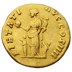 Antoninus Pius 138-161, aureus, Aw: Popiersie w prawo i...