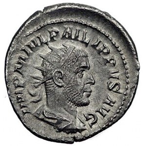 Filip I 244-249, antoninian, Aw: Popiersie w koronie ra...