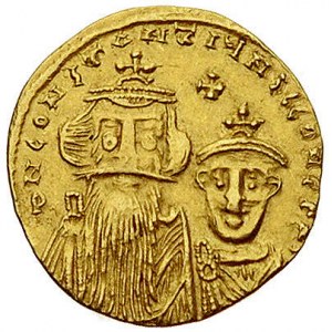 Konstans II i Konstantyn IV 641-668, solid, mennica Kon...