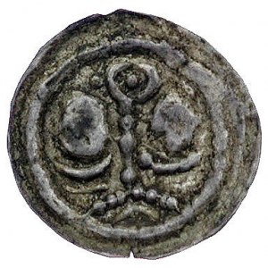 Bolesław I 1163-1201, brakteat; Dwie głowy, pomiędzy ni...