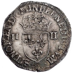 1/4 ecu 1587, Saint-Lo, znak mincerza głowa lwa, Duples...