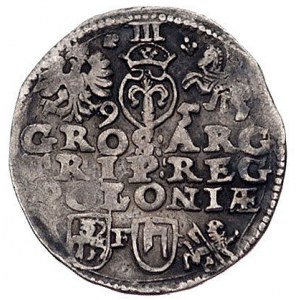trojak 1595, Lublin, odmiana z herbem Topór i datą po b...