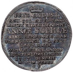 1/6 talara 1717, Drezno, Kam. 626 (R2), moneta wybita w...
