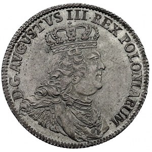 dwuzłotówka (8 groszy) 1753, Lipsk, rzadka odmiana z na...