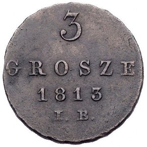 3 grosze 1813, Warszawa, data ściśnięta, Plage 91, rzad...