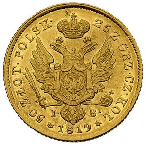 50 złotych 1819, Warszawa, Plage 4, Fr. 107, złoto, 9.7...