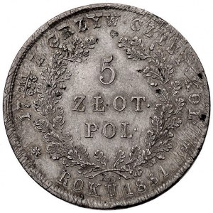 5 złotych 1831, Warszawa, Plage 272, lekko justowane