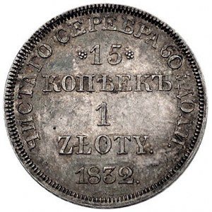 15 kopiejek = 1 złoty 1832, Petersburg, Plage 398, rzad...