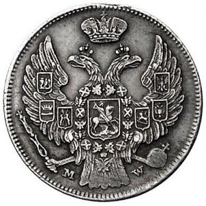 15 kopiejek = 1 złoty 1837, Warszawa, duże cyfry w daci...