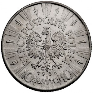 10 złotych 1938, Warszawa, Piłsudski, Parchimowicz 124 ...