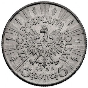 zestaw monet 5 złotych 1938, Warszawa, Piłsudski i 2 zł...