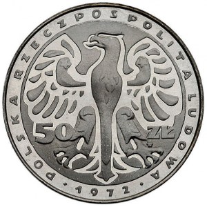 50 złotych 1972, Fryderyk Chopin, wypukły napis PRÓBA n...