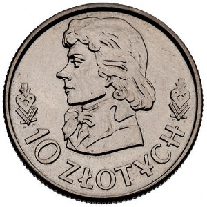 10 złotych 1958, Tadeusz Kościuszko, bez napisu próba, ...