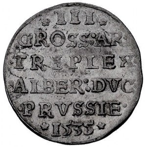 trojak 1535, Królewiec, napis PRVSS, Bahr. 1150, Neuman...