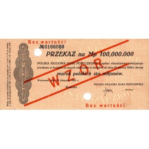 przekaz na 100.000.000 marek polskich 20.11.1923, WZÓR ...