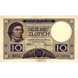 10 złotych 28.02.1919, S.19.A. 011892, Miłczak 50b, Pic...