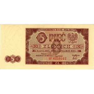 5 złotych 1.07.1948, seria BF, Miłczak 135c, Pick 135
