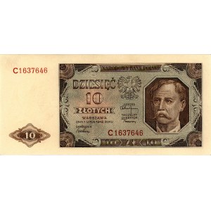 10 złotych 1.07.1948, seria C, Miłczak 136a, Pick 136