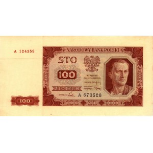 100 złotych 1.07.1948, seria A 124359 i A 673528, stron...