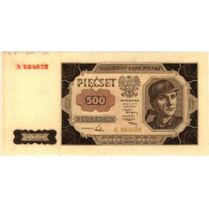 500 złotych 1.07.1948, seria A 684628, strona przednia ...