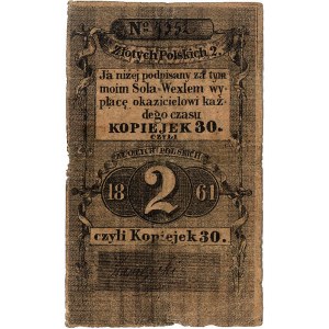 bon bez miejsca wydania, 2 złote = 30 kopiejek 1861, od...