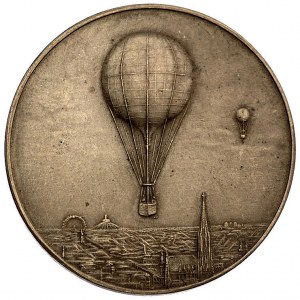 medal pamiątkowy zawodów balonowych 1913 r., Aw: Dwa ba...