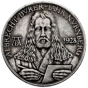 Norymberga-medal Albrechta Dürera 1928r., Aw: Półpostać...