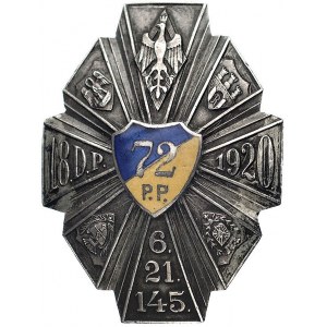 pamiątkowa odznaka 72 pułku piechoty wraz z legitymacją...
