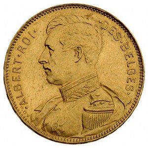 Albert 1909-1914, 20 franków 1914, Bruksela, Fr. 421, z...