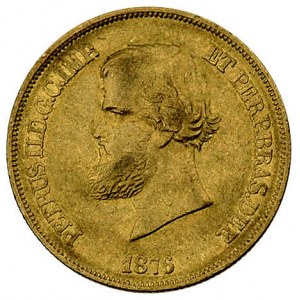 Piotr II 1831-1889, 10.000 reis 1876, Fr. 122, złoto, 8...