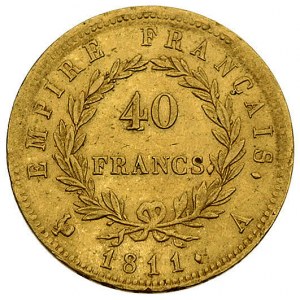 40 franków 1811 A, Paryż, Fr. 505, złoto, 12.91 g