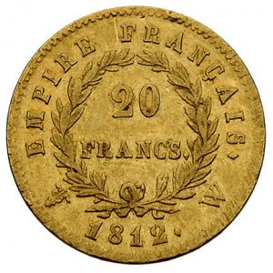 20 franków 1812 W, Lille, Fr. 512, złoto, 6.37 g, rzadz...