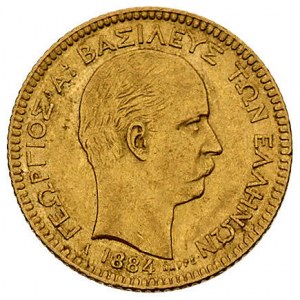 Jerzy I 1863-1913, 20 drachm 1884, Paryż, Fr. 18, złoto...