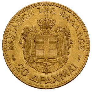 Jerzy I 1863-1913, 20 drachm 1884, Paryż, Fr. 18, złoto...