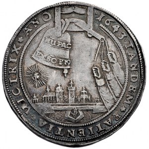 August Młodszy 1635-1666, talar z dzwonem 1643, Aw: Tar...