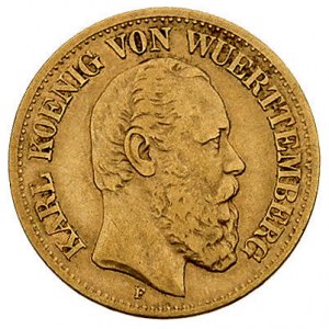 10 marek 1877/F, Stuttgart, J.292, Fr. 3873, złoto, 3.9...
