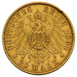 Wilhelm II 1891-1918, 20 marek 1894/F, Stuttgart, J.296...