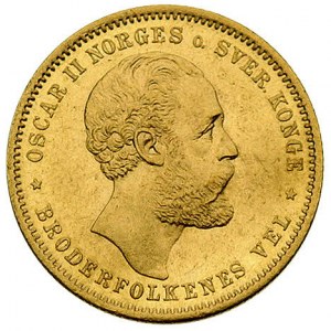 Oskar II 1872-1905, 20 koron 1886, Kongsberg, Fr. 17, z...