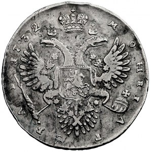 rubel 1732, Moskwa, Aw: Popiersie i napis wokoło, Rw: D...